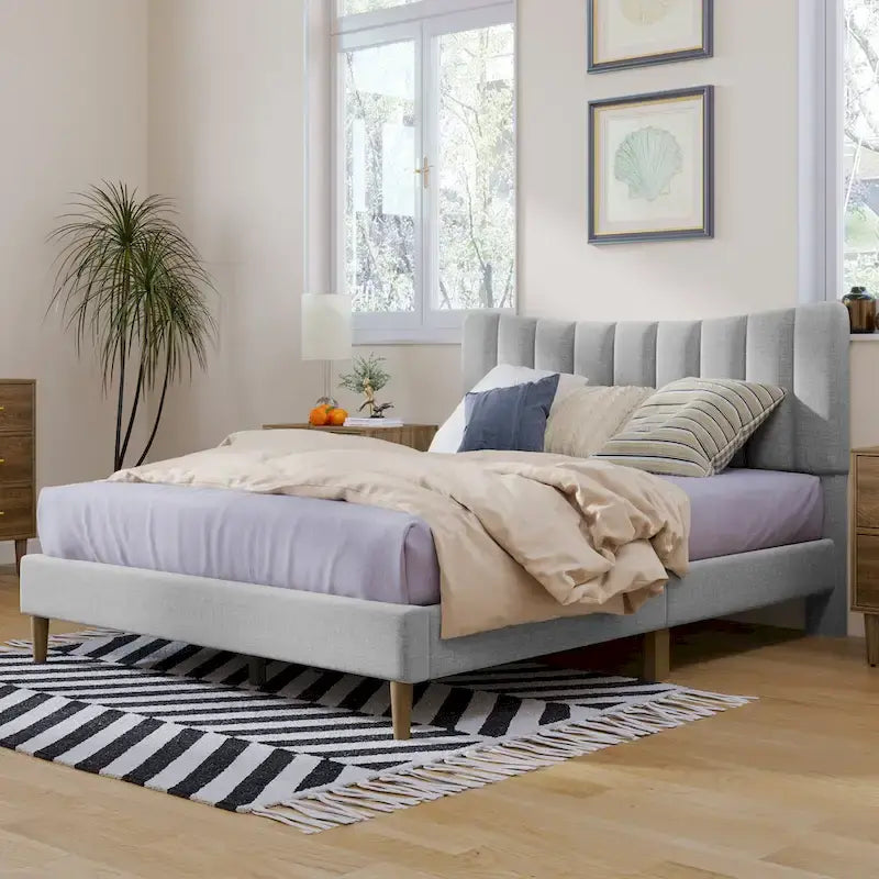 Full Upholstered Platform Bed Frame-4