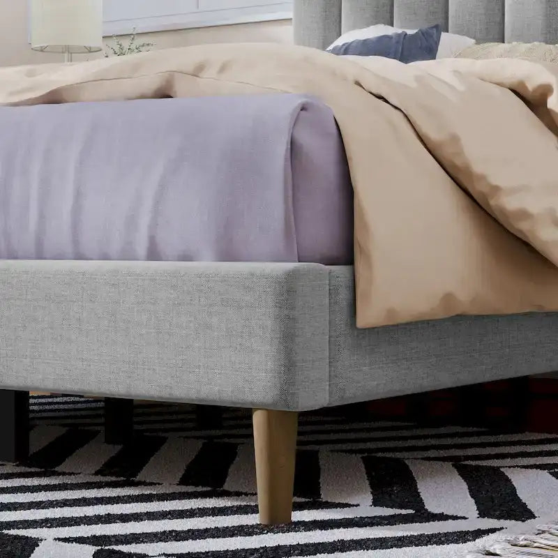 Full Upholstered Platform Bed Frame-7