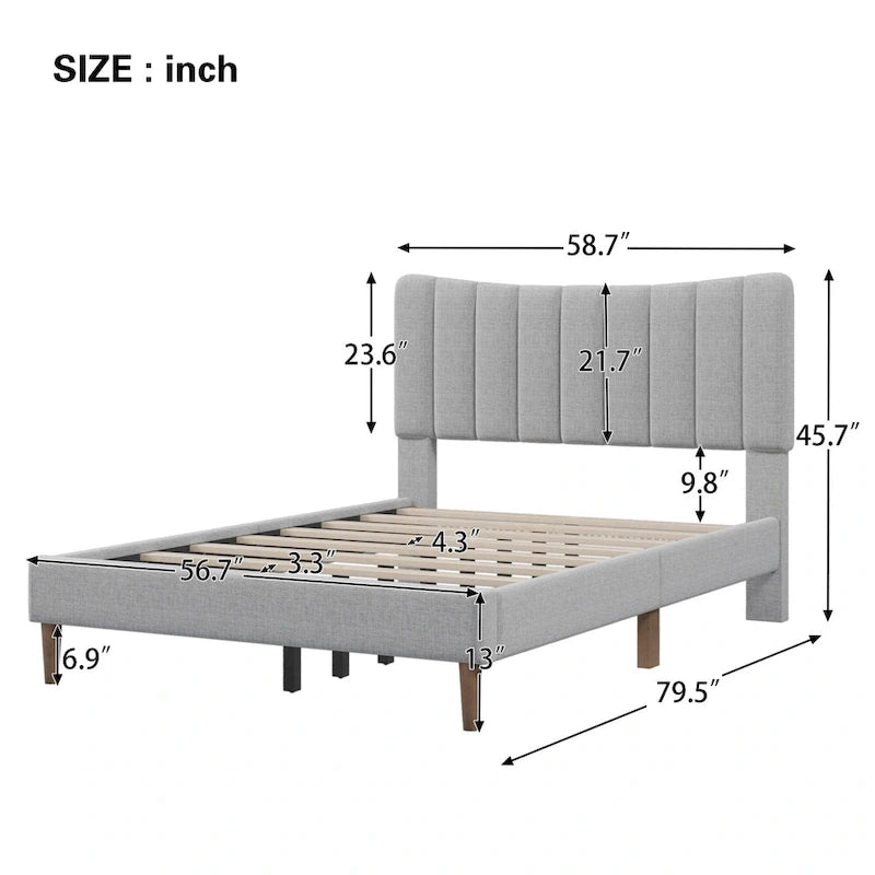 Full Upholstered Platform Bed Frame-13