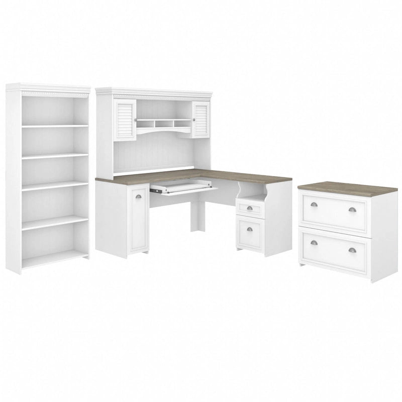 Fairview 60W Desk with Hutch, Cabinet and Bookcase by Bush Furniture-17