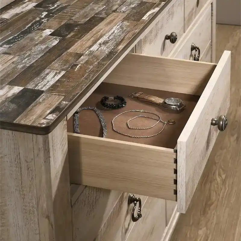 Roundhill Furniture Imerland Contemporary White Wash Finish 5-Piece Bedroom Set, King-5