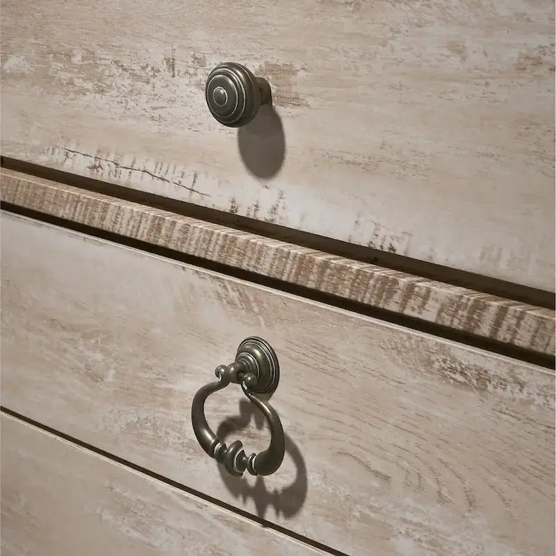 Roundhill Furniture Imerland Contemporary White Wash Finish 5-Piece Bedroom Set, King-9