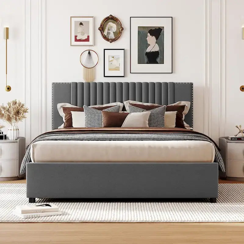 Queen Size Upholstered Platform Bed-22