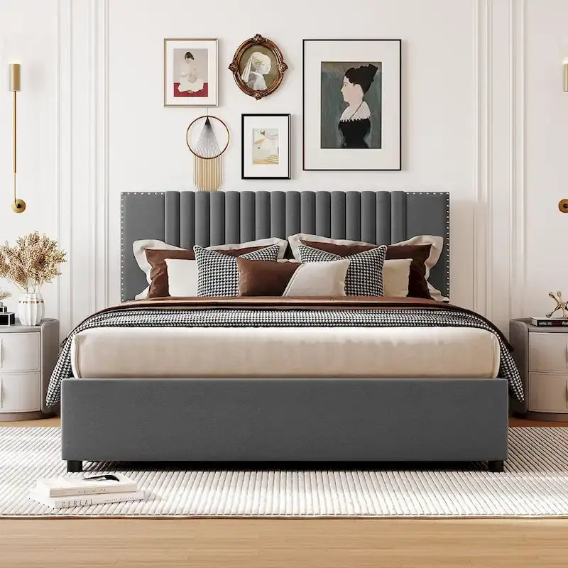 Queen Size Upholstered Platform Bed