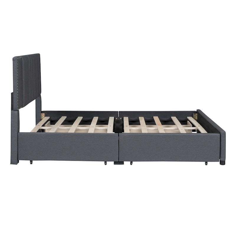 Queen Size Upholstered Platform Bed-5