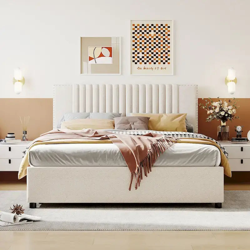 Queen Size Upholstered Platform Bed-6
