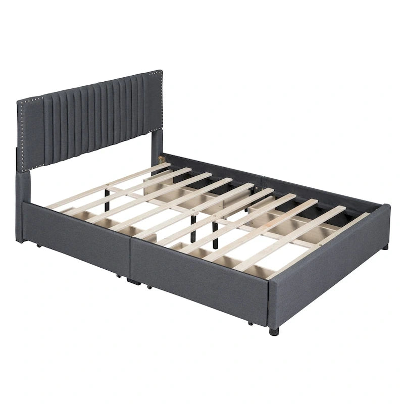 Queen Size Upholstered Platform Bed-11