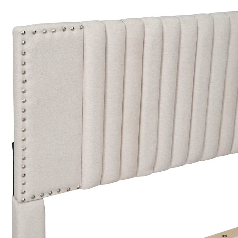 Queen Size Upholstered Platform Bed-17
