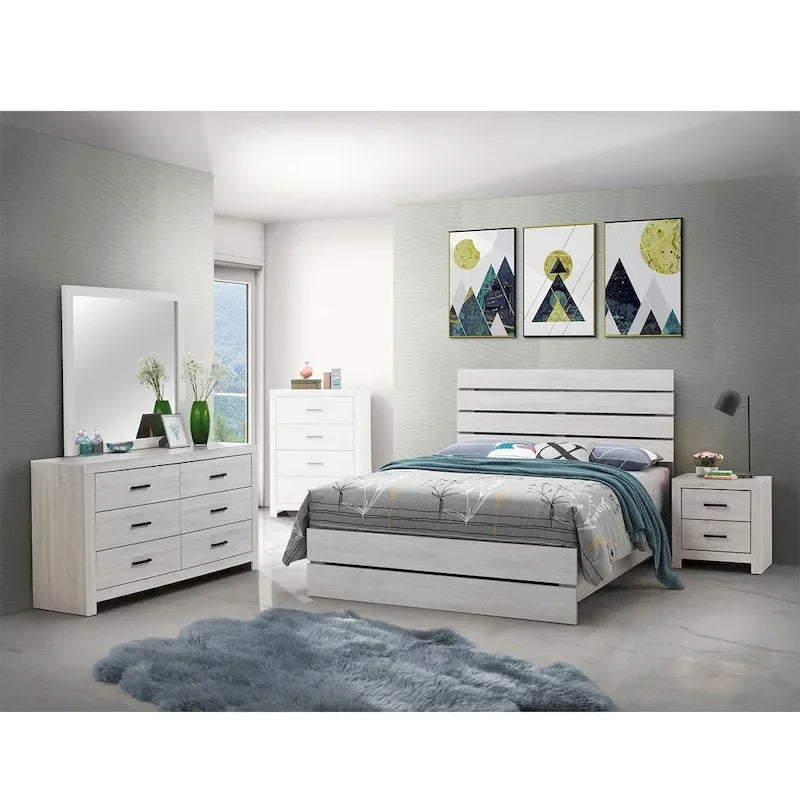 Wooden Queen Bedroom Set in Coastal White-2