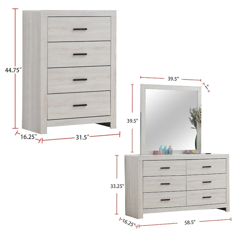 Wooden Queen Bedroom Set in Coastal White-8