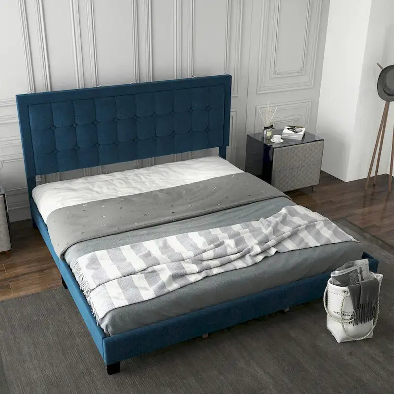 Adjustable Bed Frame with Upholstered Button Tufted Headboard-6