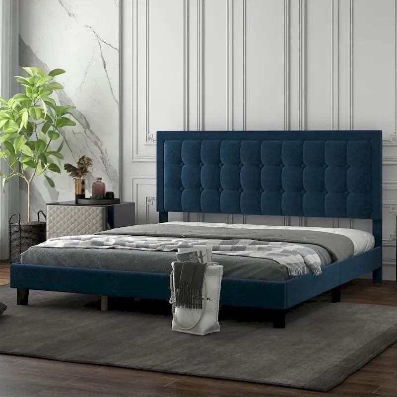 Adjustable Bed Frame with Upholstered Button Tufted Headboard-8