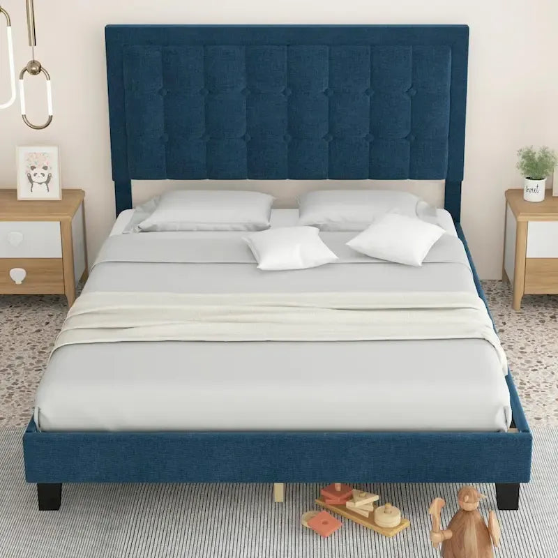 Adjustable Bed Frame with Upholstered Button Tufted Headboard-11