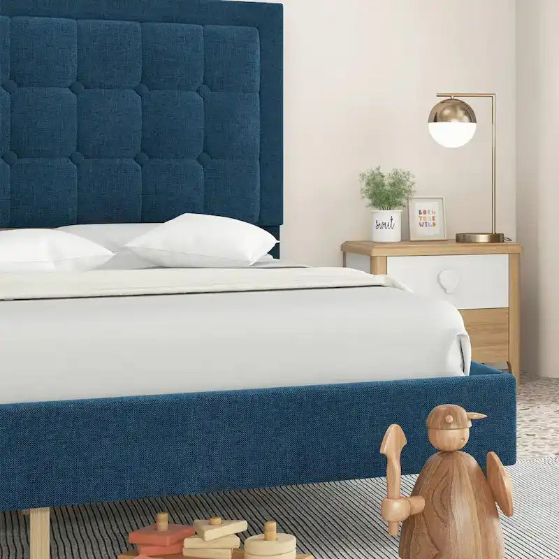 Adjustable Bed Frame with Upholstered Button Tufted Headboard-12