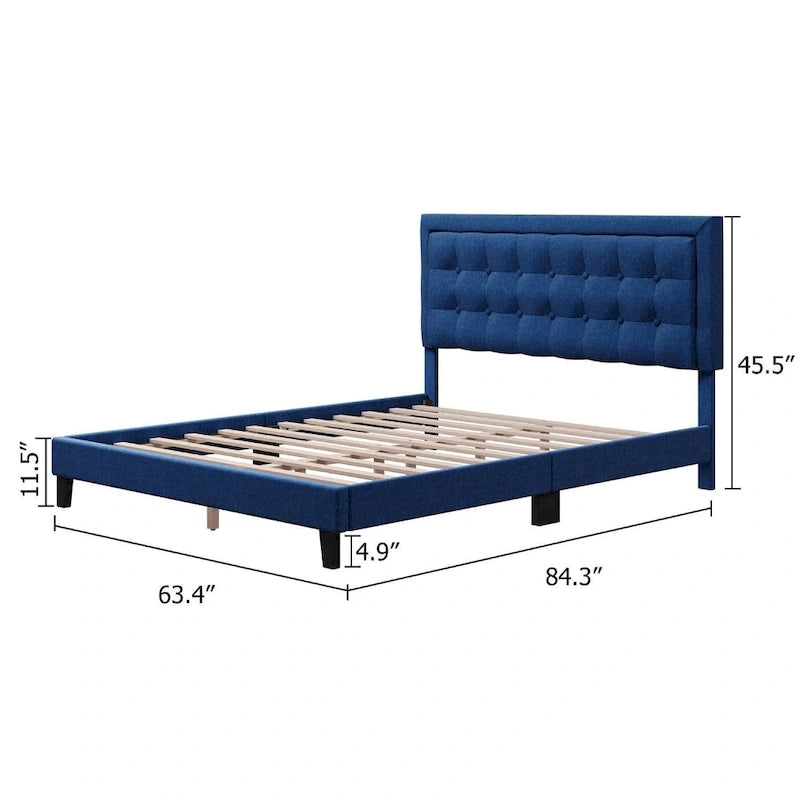 Adjustable Bed Frame with Upholstered Button Tufted Headboard-13