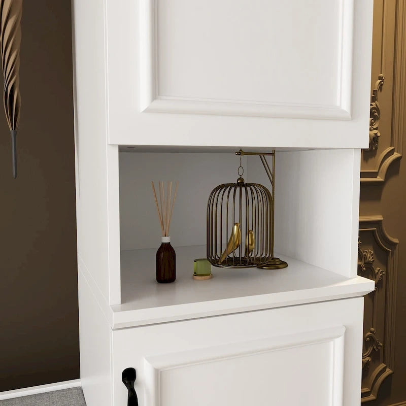 Modern 6-Door Armoire with Cushioned Bench and Drawers-10