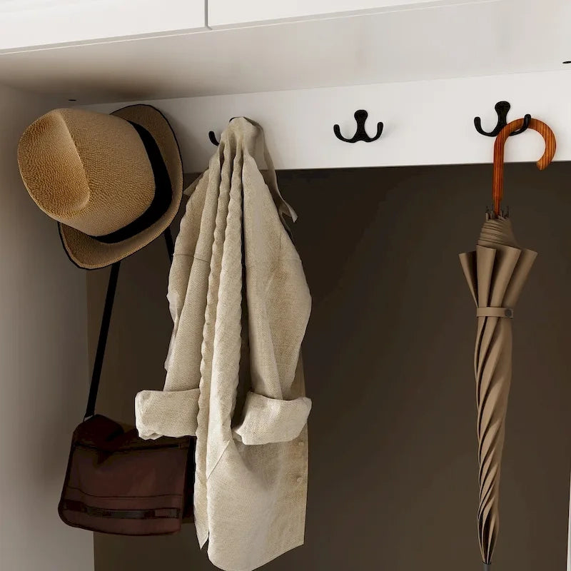 Modern 6-Door Armoire with Cushioned Bench and Drawers-11