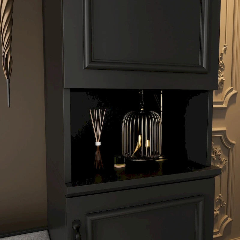 Modern 6-Door Armoire with Cushioned Bench and Drawers-21