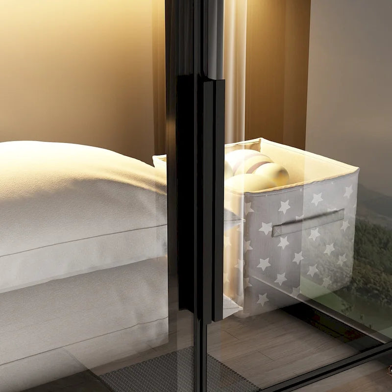 59.1W Glass Door Wardrobe: Illuminated Interiors Closet Arimore Large-2