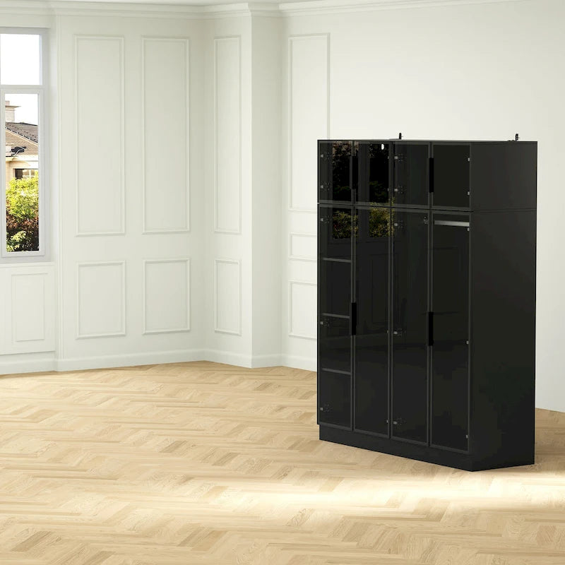 59.1W Glass Door Wardrobe: Illuminated Interiors Closet Arimore Large-3