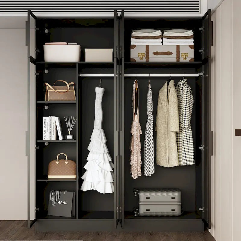 59.1W Glass Door Wardrobe: Illuminated Interiors Closet Arimore Large-7