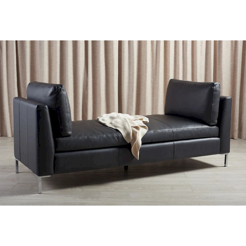 SAFAVIEH Couture Shirl Leather Bench - 81 In W x 32 In D x 34 In H - 81Wx32Dx34H