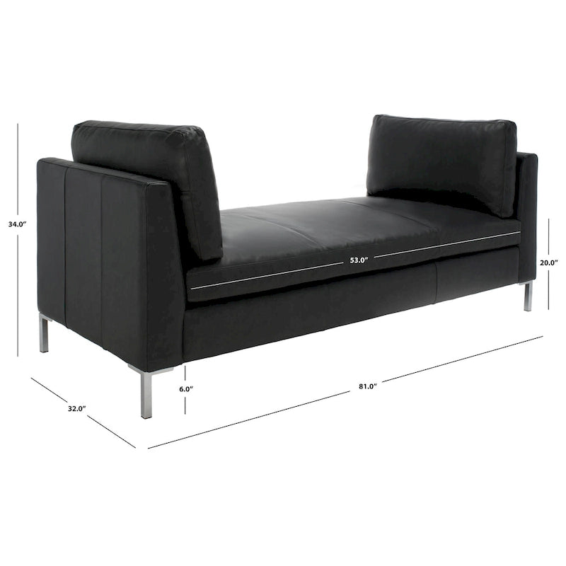 SAFAVIEH Couture Shirl Leather Bench - 81 In W x 32 In D x 34 In H - 81Wx32Dx34H-10