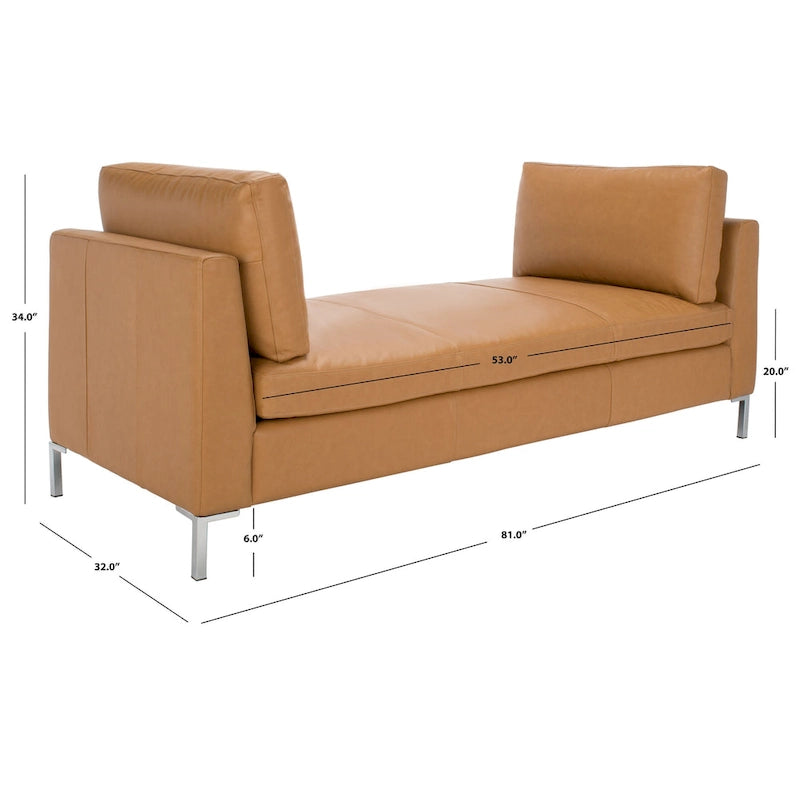 SAFAVIEH Couture Shirl Leather Bench - 81 In W x 32 In D x 34 In H - 81Wx32Dx34H-19