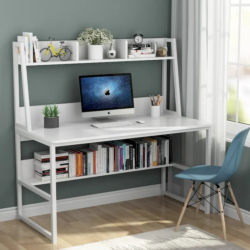47 Inch Modern Computer Desk with Hutch and Bookshelf-39