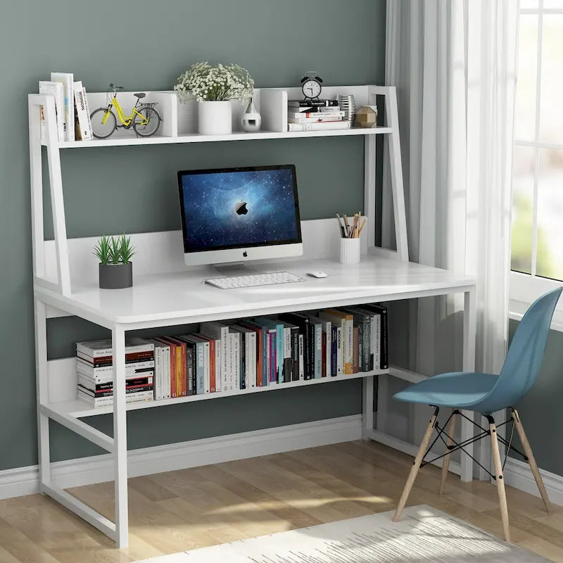 47 Inch Modern Computer Desk with Hutch and Bookshelf