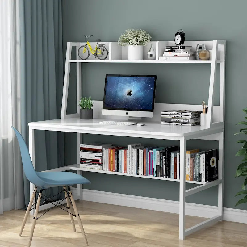 47 Inch Modern Computer Desk with Hutch and Bookshelf-2