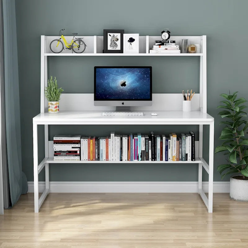 47 Inch Modern Computer Desk with Hutch and Bookshelf-3