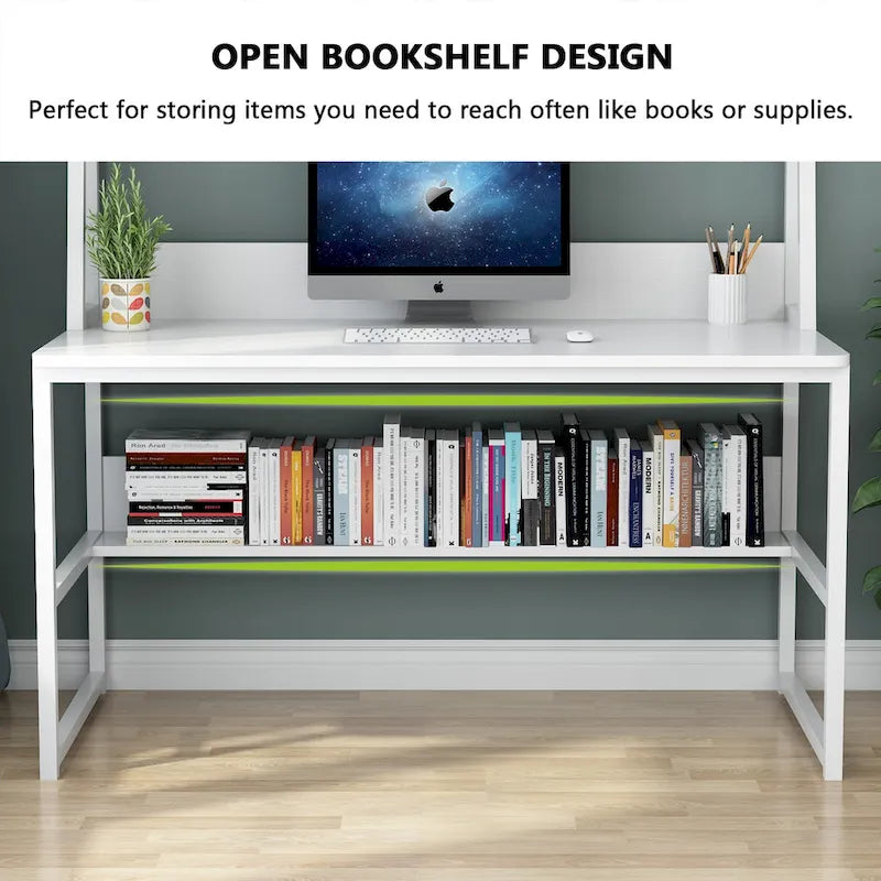 47 Inch Modern Computer Desk with Hutch and Bookshelf-5