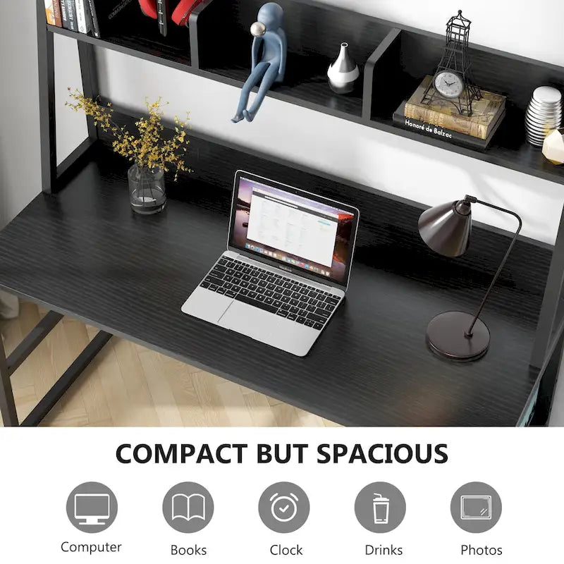 47 Inch Modern Computer Desk with Hutch and Bookshelf-13