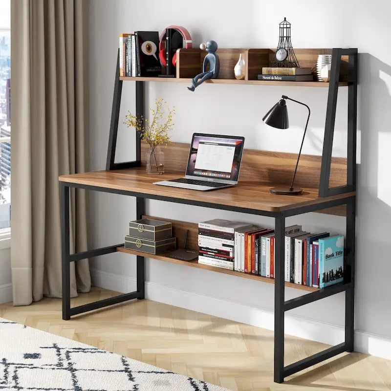 47 Inch Modern Computer Desk with Hutch and Bookshelf-23