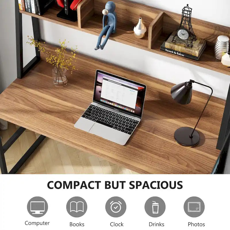 47 Inch Modern Computer Desk with Hutch and Bookshelf-25