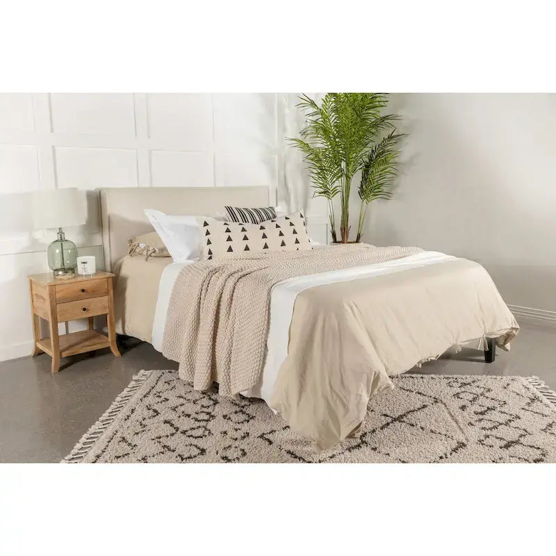 Gemma Sand Upholstered Headboard with Flange Details-8