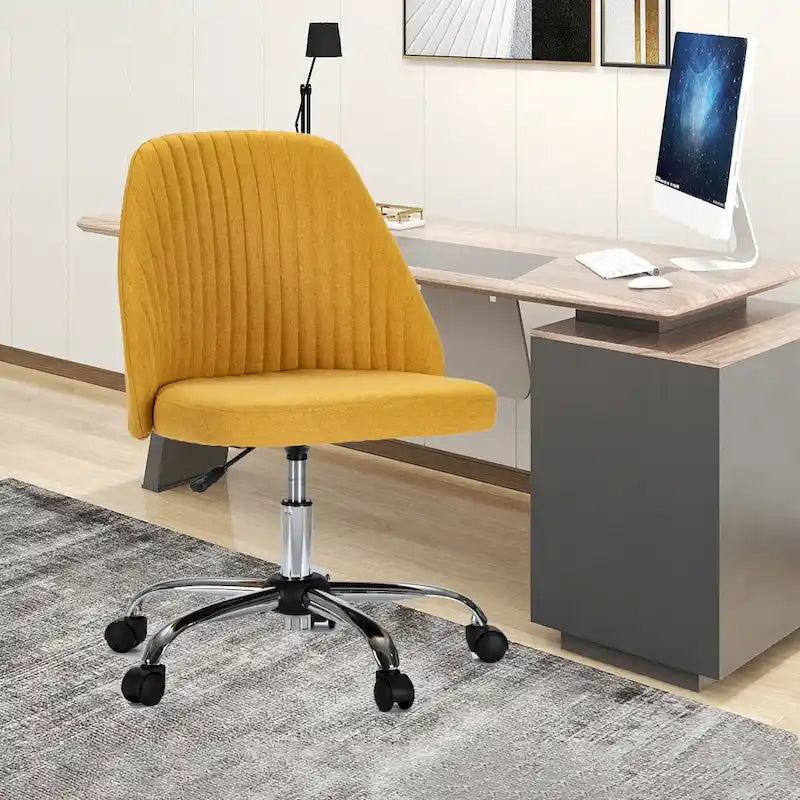 Modern Upholstered Home Office Chair Swivel Arm Desk Chair Task Chair-31