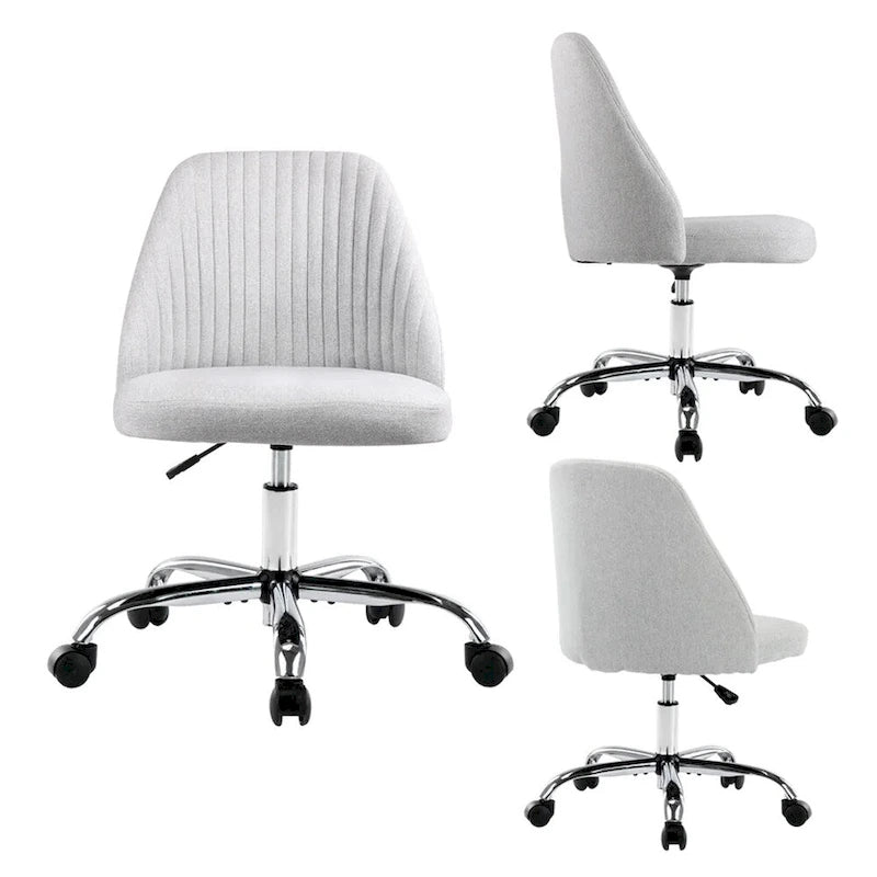 Modern Upholstered Home Office Chair Swivel Arm Desk Chair Task Chair-4