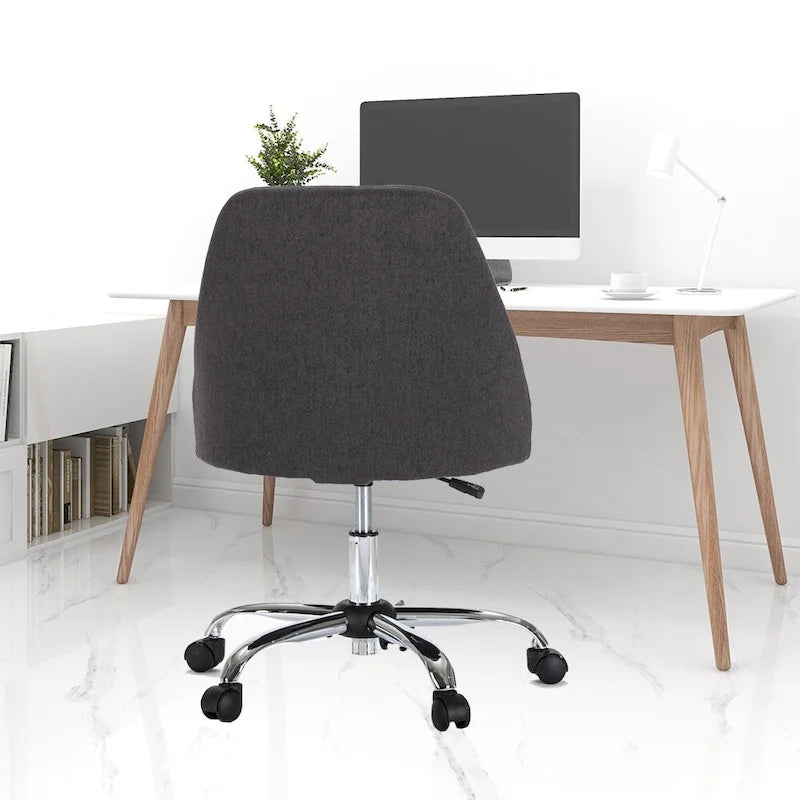 Modern Upholstered Home Office Chair Swivel Arm Desk Chair Task Chair-7