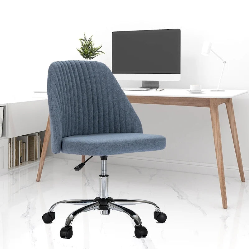 Modern Upholstered Home Office Chair Swivel Arm Desk Chair Task Chair-9