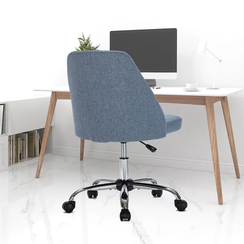 Modern Upholstered Home Office Chair Swivel Arm Desk Chair Task Chair-10