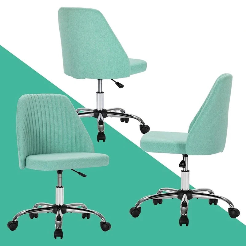 Modern Upholstered Home Office Chair Swivel Arm Desk Chair Task Chair-13