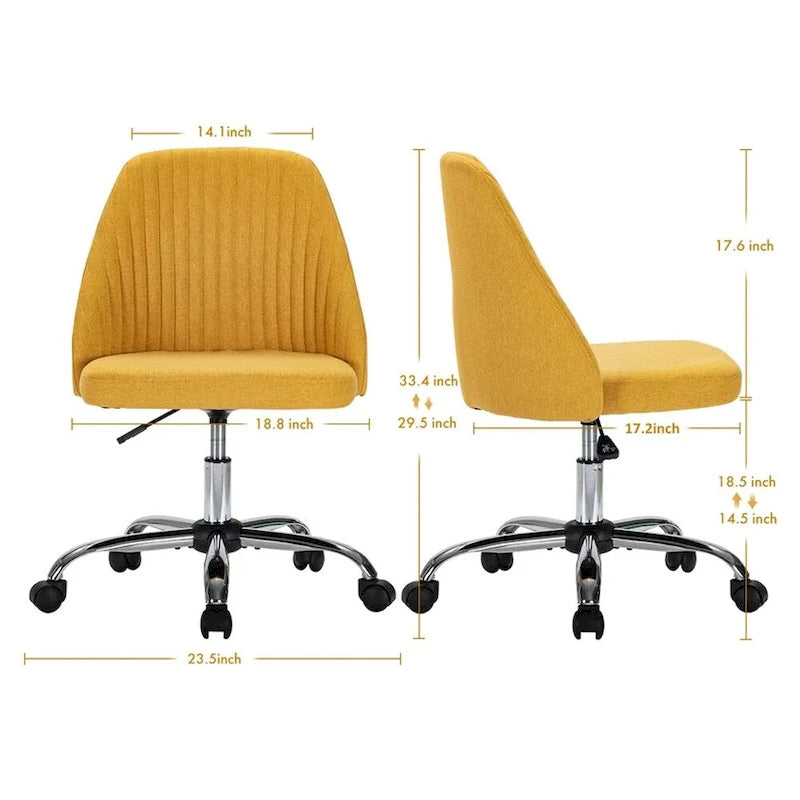 Modern Upholstered Home Office Chair Swivel Arm Desk Chair Task Chair-17