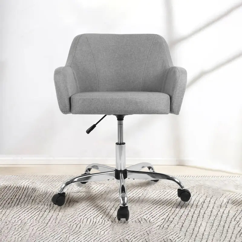 Modern Upholstered Home Office Chair Swivel Arm Desk Chair Task Chair-24