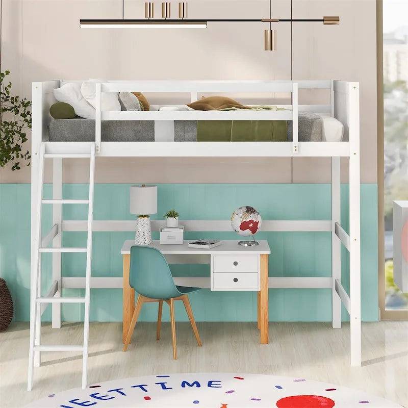 Merax Solid Wood Twin Size Loft Bed with Ladder-18