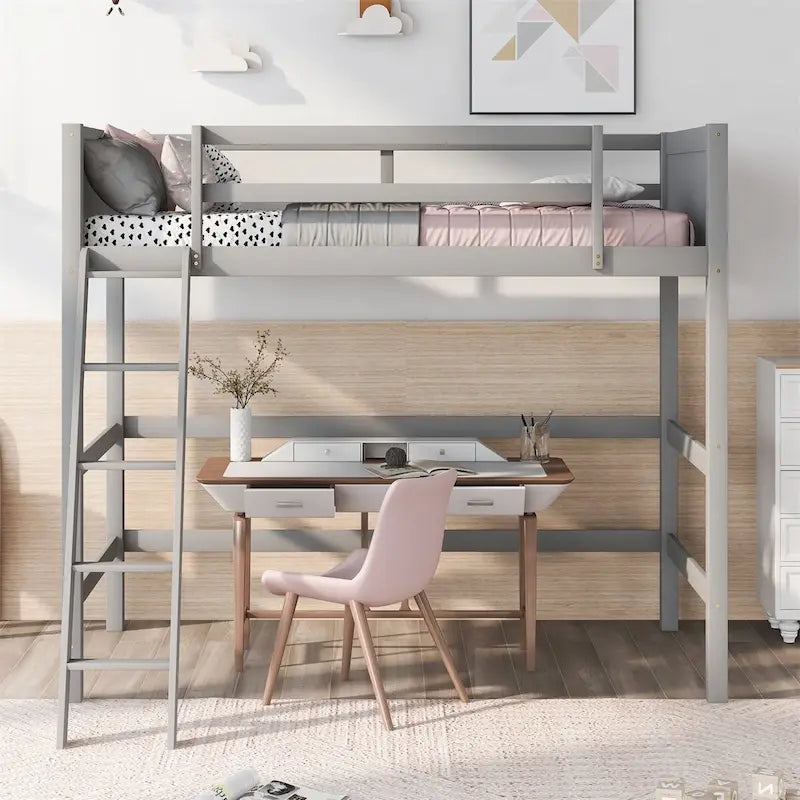 Merax Solid Wood Twin Size Loft Bed with Ladder-20