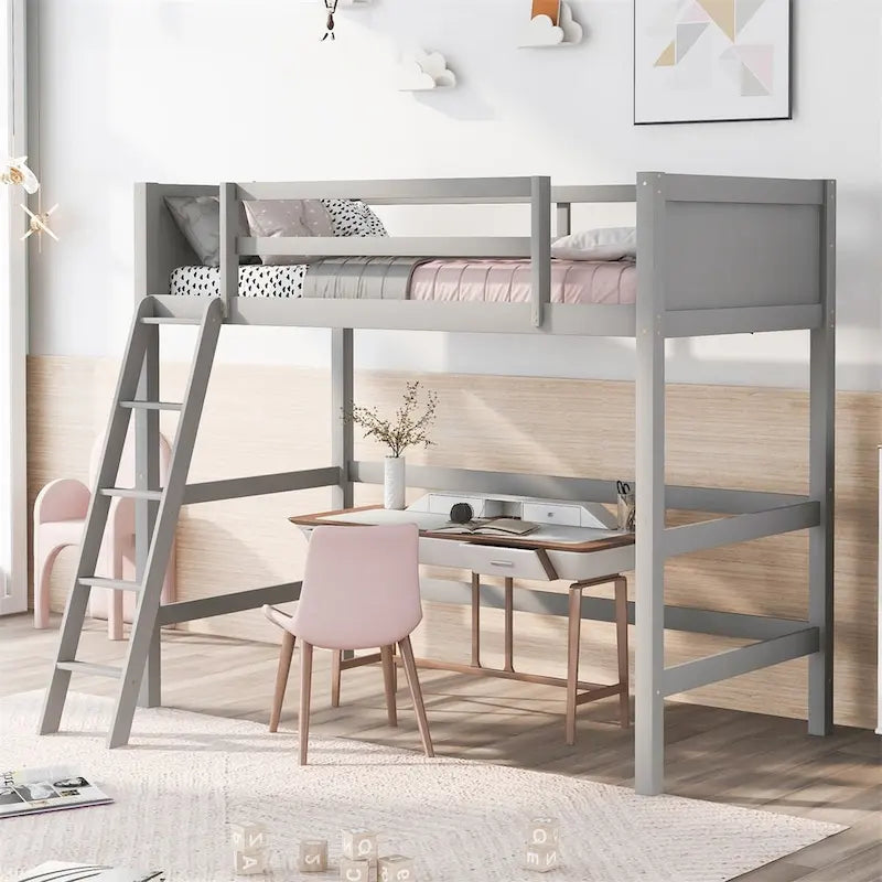 Merax Solid Wood Twin Size Loft Bed with Ladder-6