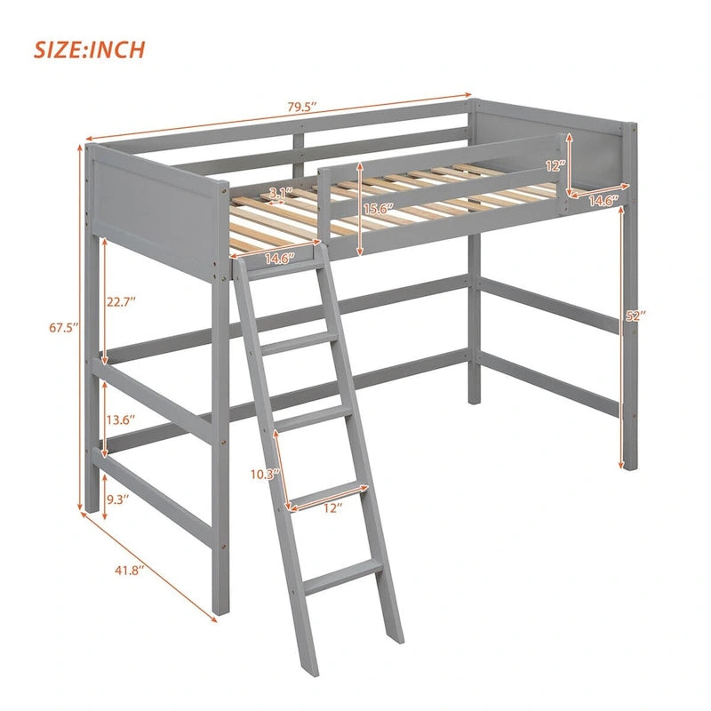 Merax Solid Wood Twin Size Loft Bed with Ladder-10