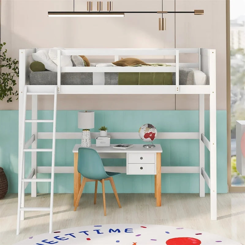 Merax Solid Wood Twin Size Loft Bed with Ladder-11